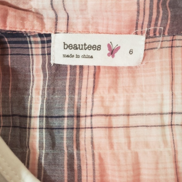 Beautees | Flannel Tie Knot Shirt Girl sz 6 - Picture 3 of 3
